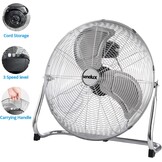 Vloerventilator chroom 50 cm met 3 snelheden en kantelfunctie, draagbaar elektrisch voor gym & kantoor