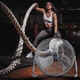 Vloerventilator chroom 50 cm met 3 snelheden en kantelfunctie, draagbaar elektrisch voor gym & kantoor