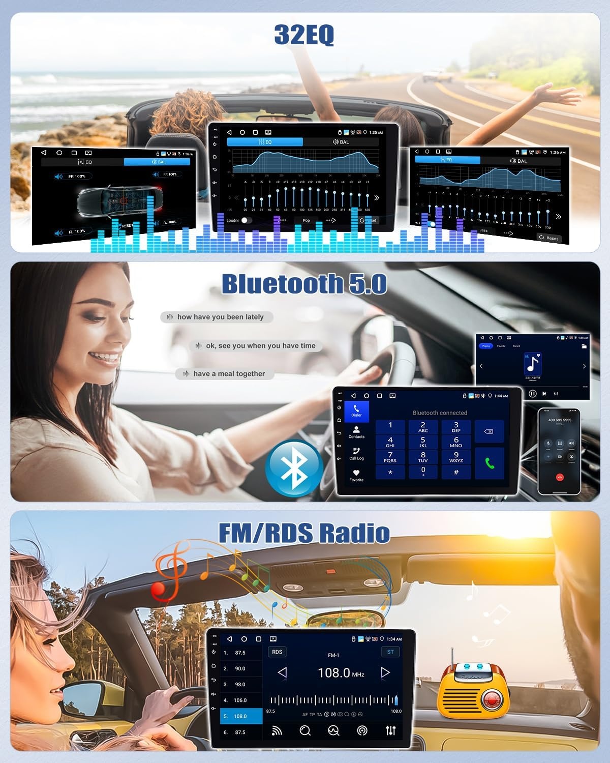 Autoradio Android 13 9 inch Dubbel Din met Navigatie Apple CarPlay Android Auto voor FIAT Bravo 2008-2013