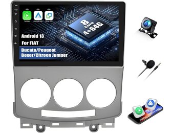 Autoradio Android 13 8 Core 9 inch voor Mazda 5 (2007-2010) met Carplay, Android Auto, Bluetooth 5.0, GPS, DSP, FM/RDS, Dubbele DIN Touchscreen & Acht