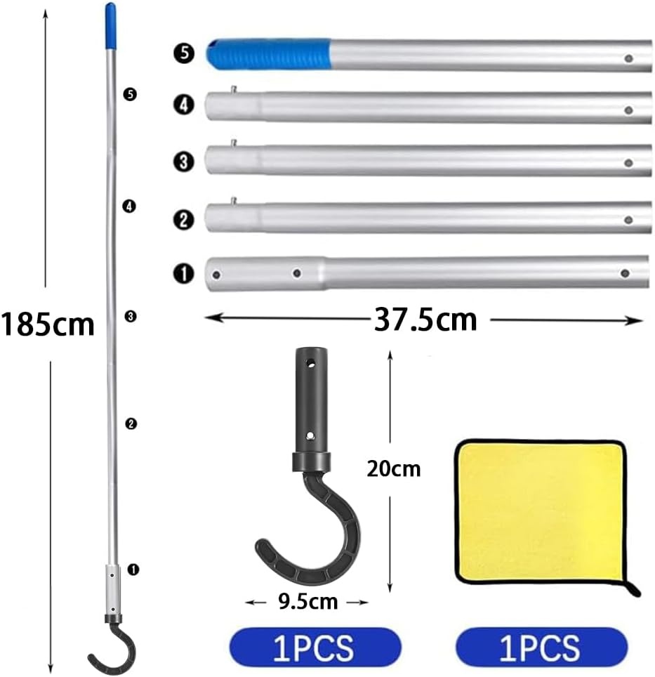 Zwembadrobot Haak met Telescoopstang 185 cm - ABS/PC Zwembadreiniger Accessoire
