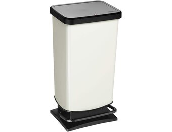 Rotho Paso Vuilnisbak 40l met pedaal en deksel, Kunststof (PP) BPA-vrij, witmetaalkleurig, 40l (35.3 x 29.5 x 67.6 cm)