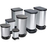 Rotho Paso Vuilnisbak 40l met pedaal en deksel, Kunststof (PP) BPA-vrij, witmetaalkleurig, 40l (35.3 x 29.5 x 67.6 cm)