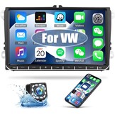 1G + 32G CAMECHO Android 13 GPS autoradio voor VW, Golf 5, Polo, Skoda, met Bluetooth navigatie, 9 inch scherm, 2 DIN-radio, met spiegellink, FM/RDS, wifi, SWC en USB