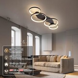 Moderne LED Plafondlamp Zwart 45W Dimmbaar met Afstandsbediening - 4 Ringen, 80cm