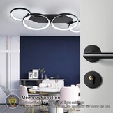 Moderne LED Plafondlamp Zwart 45W Dimmbaar met Afstandsbediening - 4 Ringen, 80cm