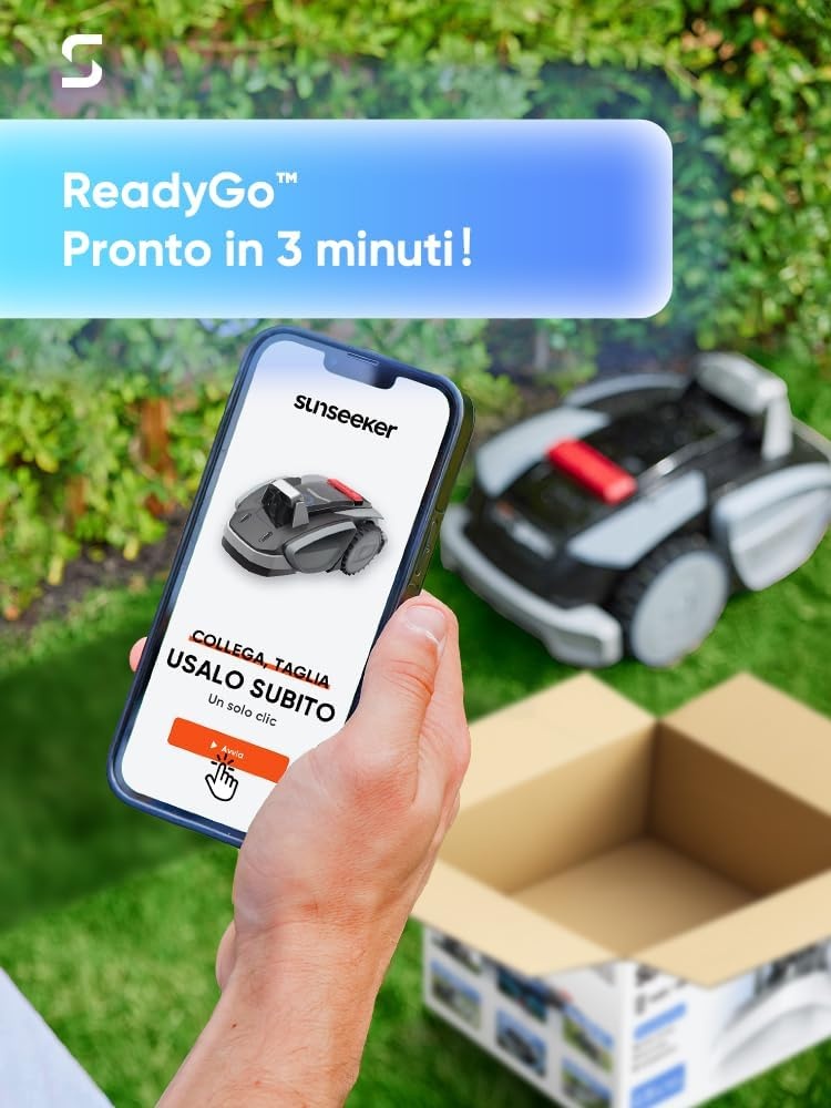 Sunseeker V3 Vision AI Robotmaaier, zonder begrenzingskabel, 600 m², dubbel oog, 42% helling, app-bediening, grasmaaier met één klik maaien