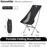 Naturehike Draagbare Campingstoel Ultralichte Opvouwbare Stoel Vrijetijdsstoel voor Vissen Picknicken en Wandelen (Zwart L)