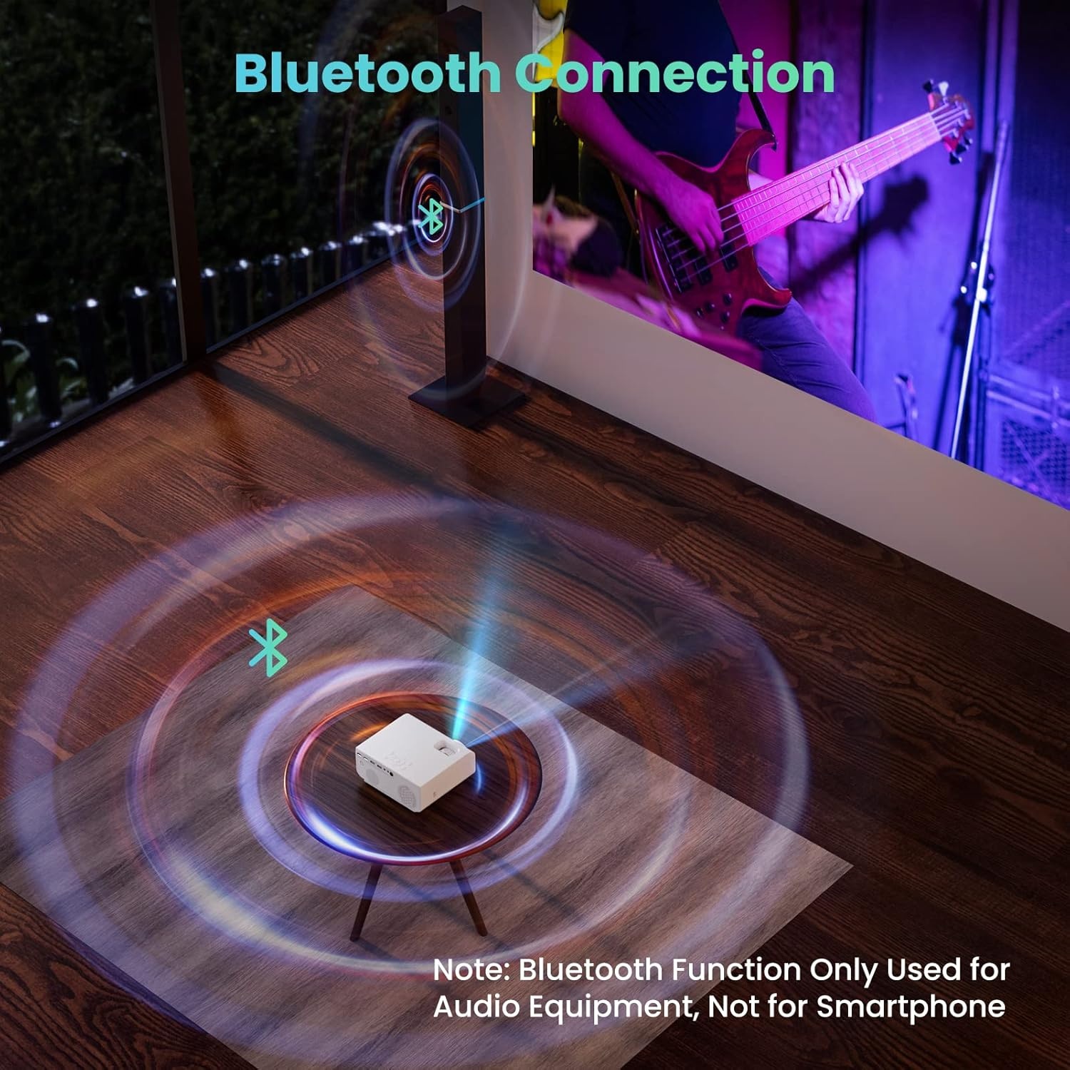 HOPVISION Mini Beamer WiFi Bluetooth Full HD 1080P, 4K Home Cinema Ondersteund Met Zoomfunctie, 300'' Display Buiten Compatibel Met Smartphone/HDMI/USB/Laptop/Fire Stick/PS5