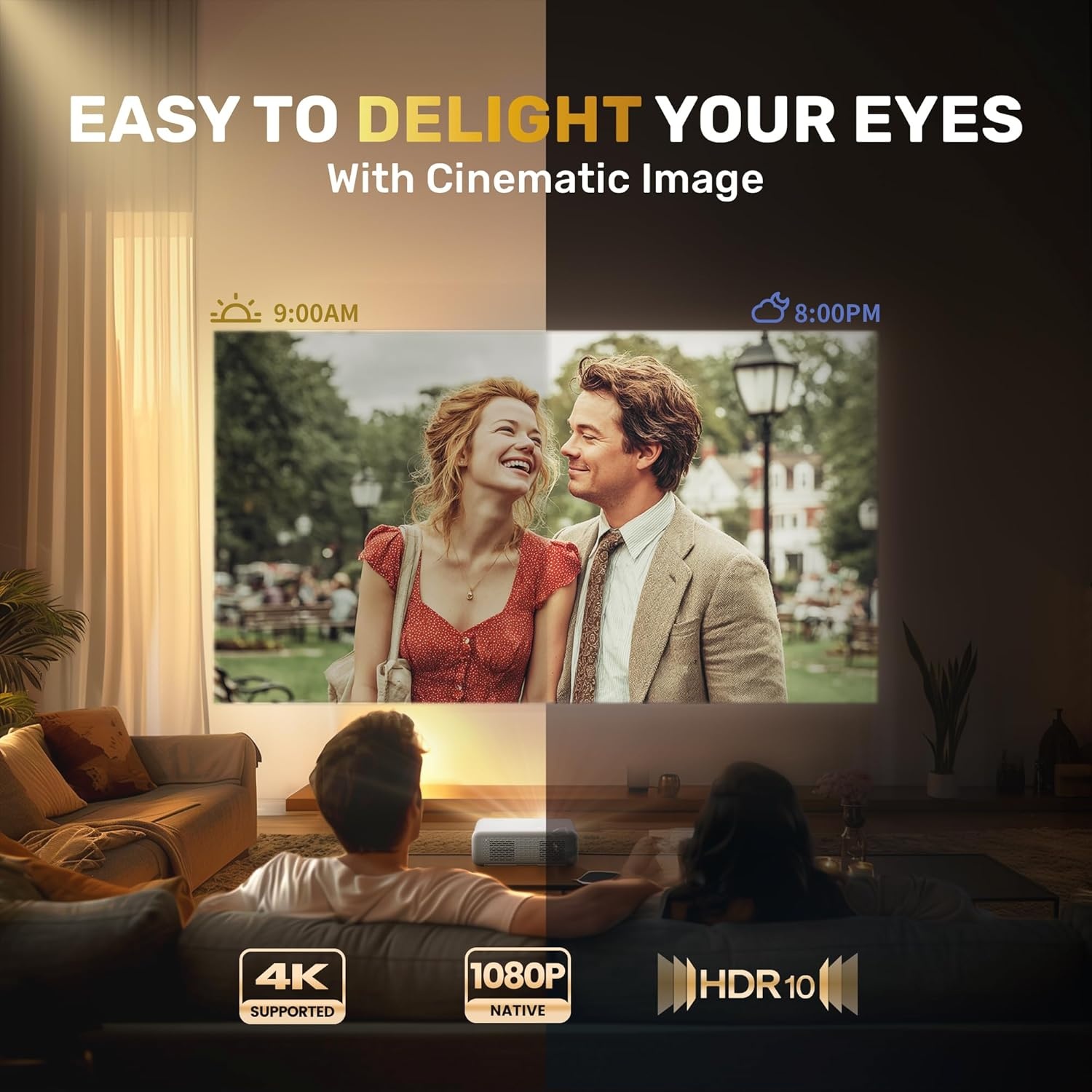 AURZEN Eazze Videoprojector, 4K, officieel, NetfIix, DoIby, Auto Focus/Keystone, HDR10, mini-beamer, wifi, bluetooth, draagbaar, Full HD 1080p, videoprojector