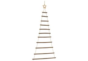 Hangende Houten Kerstboom 74x150cm Naturel met Topster - 75% Korting!