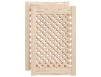 vidaXL Kastdeuren met latwerk 2 st 39,5x61,5 cm massief grenenhout