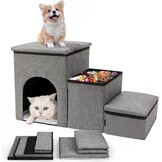 FURRYPAWS Hondentrap voor bed, bank, trappen en oprit, multifunctionele hondentrap met opbergdozen, huisdierbed en huis voor kleine honden en kittens, ideaal voor gebruik binnenshuis