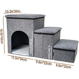 FURRYPAWS Hondentrap voor bed, bank, trappen en oprit, multifunctionele hondentrap met opbergdozen, huisdierbed en huis voor kleine honden en kittens, ideaal voor gebruik binnenshuis