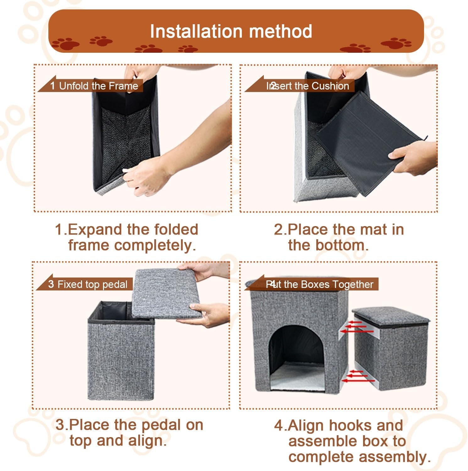 FURRYPAWS Hondentrap voor bed, bank, trappen en oprit, multifunctionele hondentrap met opbergdozen, huisdierbed en huis voor kleine honden en kittens, ideaal voor gebruik binnenshuis