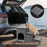 FURRYPAWS Hondentrap voor bed, bank, trappen en oprit, multifunctionele hondentrap met opbergdozen, huisdierbed en huis voor kleine honden en kittens, ideaal voor gebruik binnenshuis