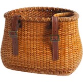 Fietsmand voor dames, strandcruiser of scooter, de originele rieten fietsmanden met ingebouwde bekerhouder voor voorstuur - klassieke vintage stijl, handgemaakt, natuurlijk rotan rieten