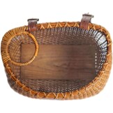 Fietsmand voor dames, strandcruiser of scooter, de originele rieten fietsmanden met ingebouwde bekerhouder voor voorstuur - klassieke vintage stijl, handgemaakt, natuurlijk rotan rieten