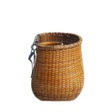 Fietsmand voor dames, strandcruiser of scooter, de originele rieten fietsmanden met ingebouwde bekerhouder voor voorstuur - klassieke vintage stijl, handgemaakt, natuurlijk rotan rieten