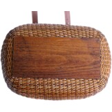 Fietsmand voor dames, strandcruiser of scooter, de originele rieten fietsmanden met ingebouwde bekerhouder voor voorstuur - klassieke vintage stijl, handgemaakt, natuurlijk rotan rieten