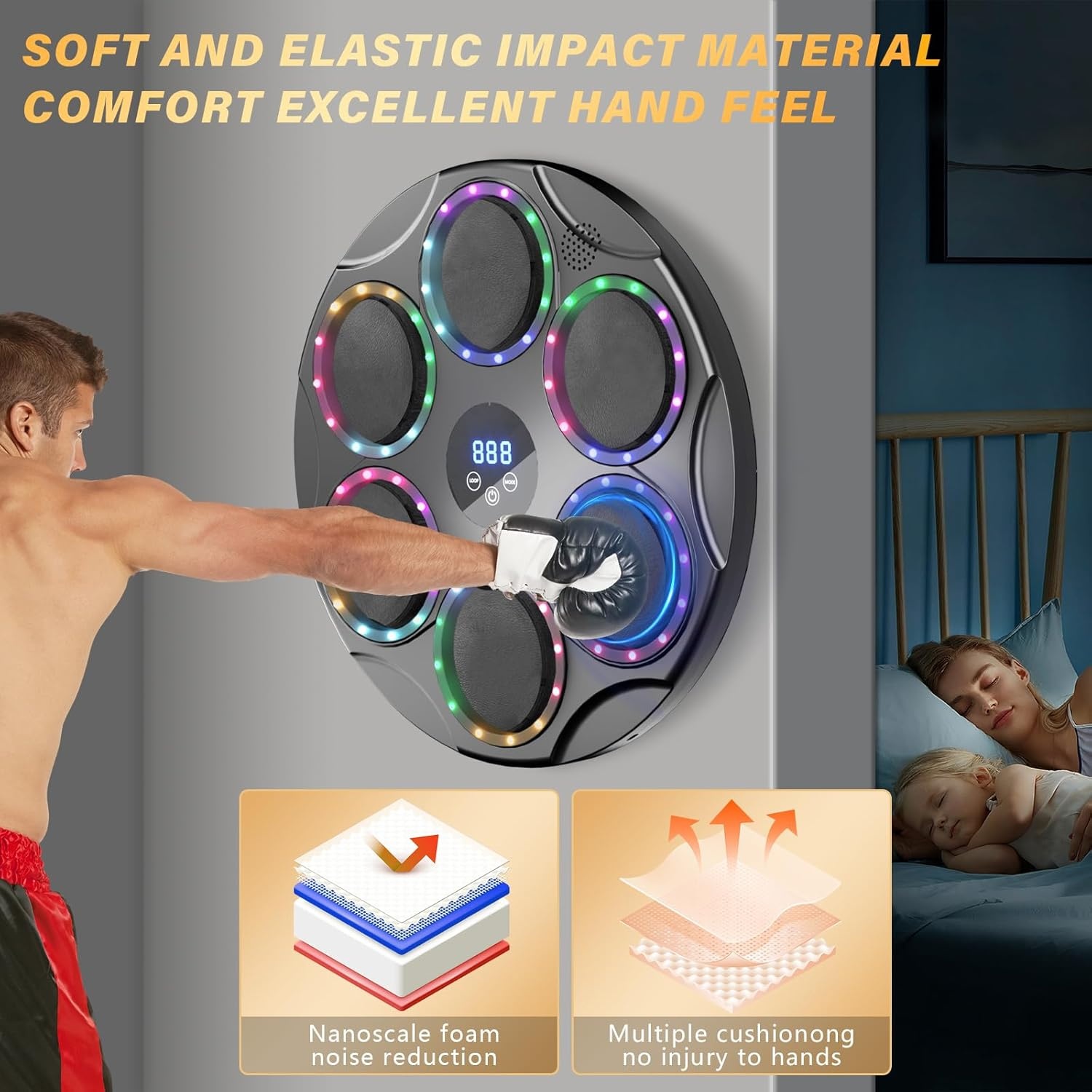 TODO Music Boxing Machine, slimme Bluetooth LED muziekboxmachine, 9 snelheidsmodi en kleurrijke lichten, voor kinderen en volwassenen, kerstcadeau