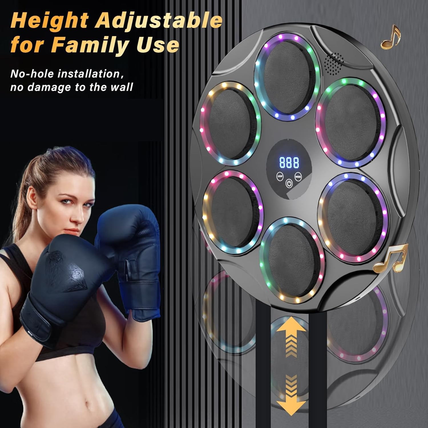 TODO Music Boxing Machine, slimme Bluetooth LED muziekboxmachine, 9 snelheidsmodi en kleurrijke lichten, voor kinderen en volwassenen, kerstcadeau