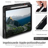 KingBlanc Hoes voor iPad Air 5e/4e generatie 2022/2020 met Apple Pencil-houder, veganistisch leer Smart Folio, verstelbare multi-standaard, Case voor iPad Air 10,9" - zwart