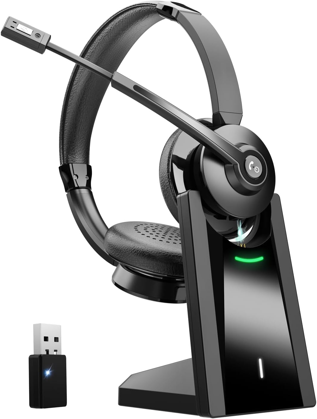 Earbay Draadloze headset, draadloze headset met microfoon mute-schakelaar voor pc/kantoor/zoom/Skype/Laptop/Meeting