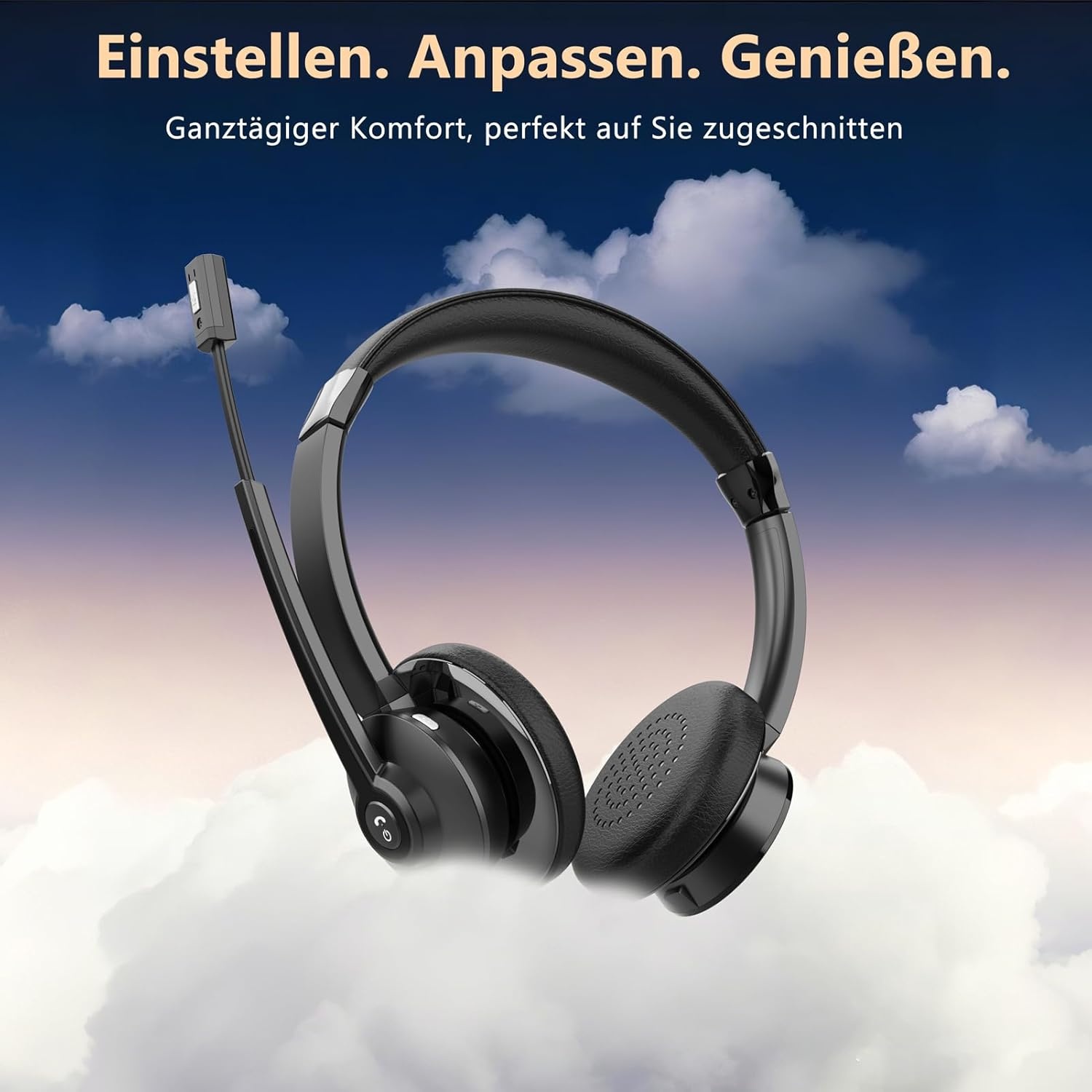 Earbay Draadloze headset, draadloze headset met microfoon mute-schakelaar voor pc/kantoor/zoom/Skype/Laptop/Meeting