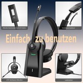 Earbay Draadloze headset, draadloze headset met microfoon mute-schakelaar voor pc/kantoor/zoom/Skype/Laptop/Meeting
