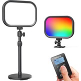 RALENO 20W RGB-sleutellamp, 1570 lux/0,5 m streaminglamp met 2,4G magnetische afstandsbediening en standaard, 2500-8500K verstelbare studiovideolamp voor video-opnames, gaming, YouTube Zoom, vergaderi