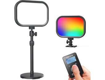 RALENO 20W RGB-sleutellamp, 1570 lux/0,5 m streaminglamp met 2,4G magnetische afstandsbediening en standaard, 2500-8500K verstelbare studiovideolamp voor video-opnames, gaming, YouTube Zoom, vergaderi
