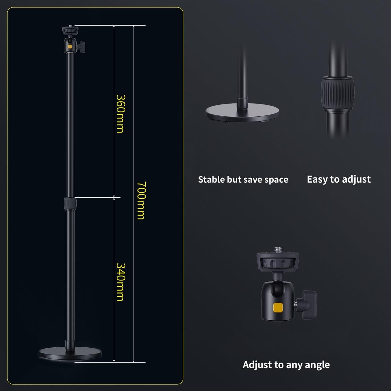 RALENO 20W RGB-sleutellamp, 1570 lux/0,5 m streaminglamp met 2,4G magnetische afstandsbediening en standaard, 2500-8500K verstelbare studiovideolamp voor video-opnames, gaming, YouTube Zoom, vergaderi