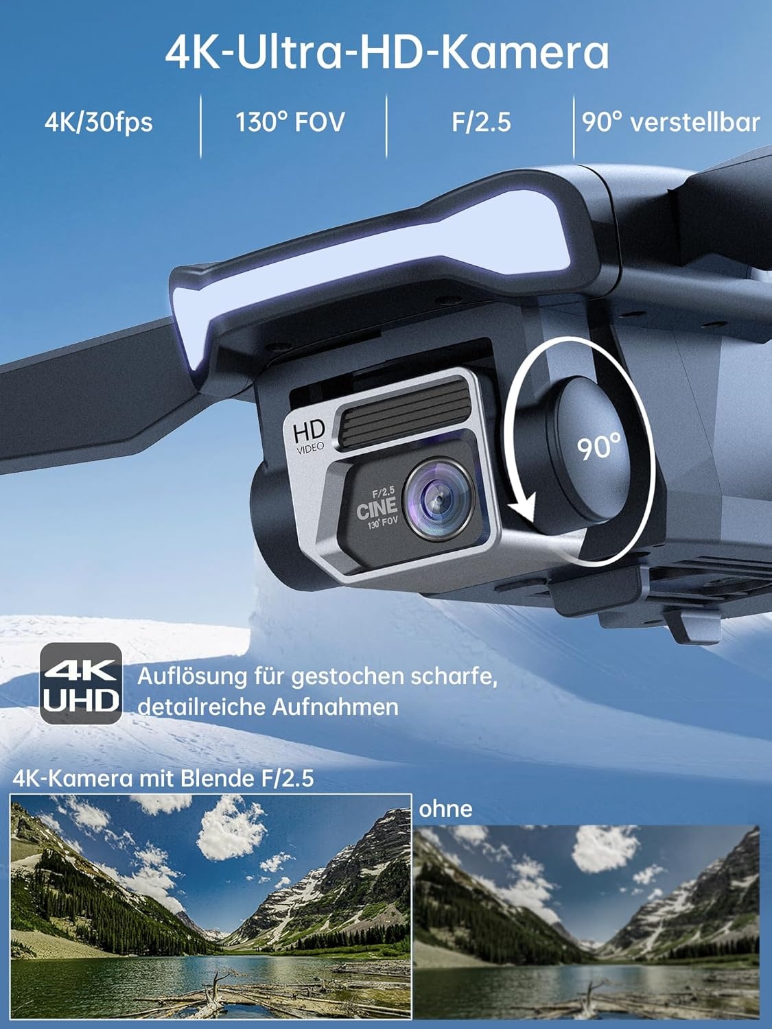 CHUBORY A77 Quadcopter Drone met 800m Bereik, 4K HD Camera en 84 Min. Vliegtijd (3 Batterijen)