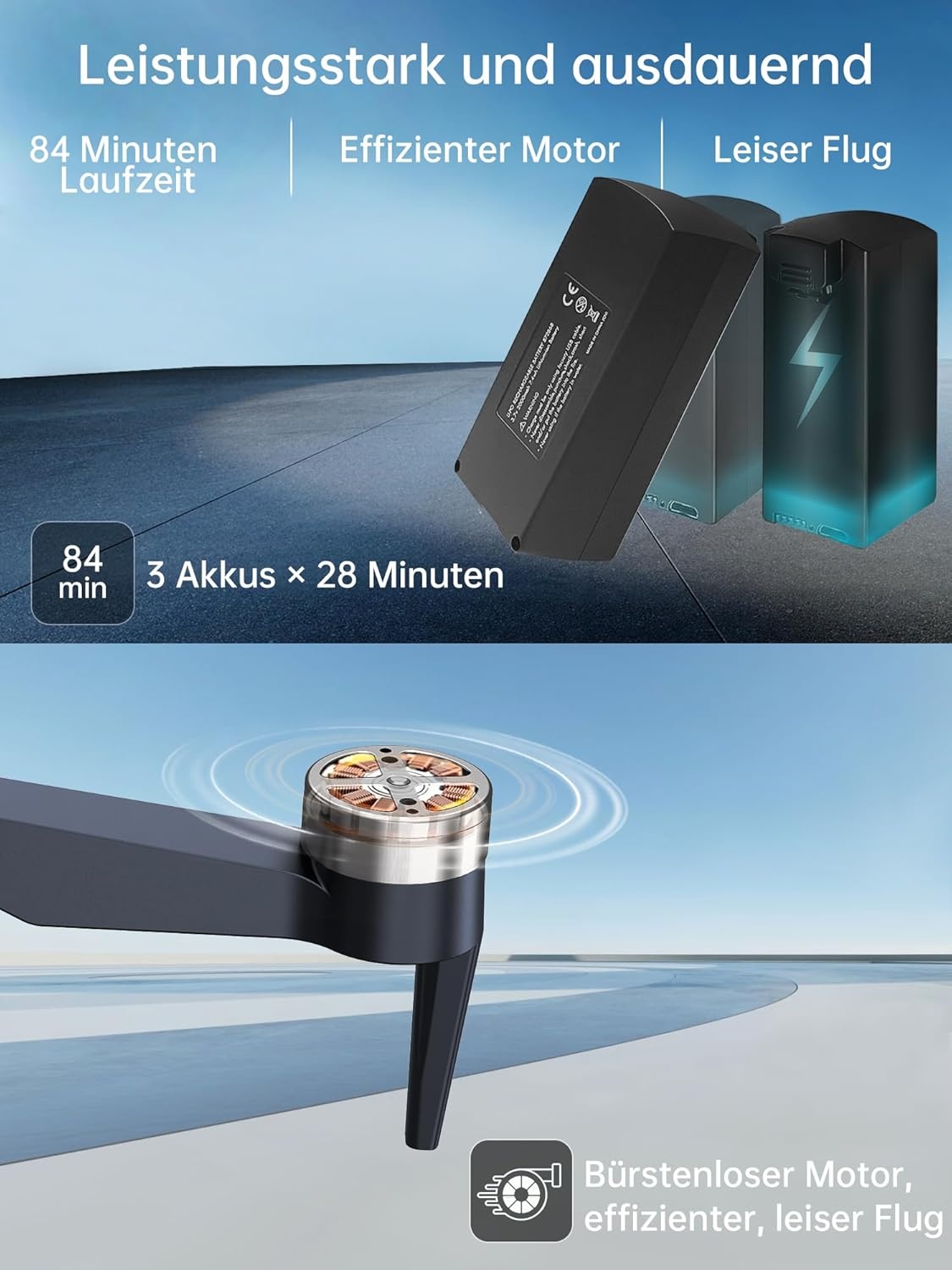 CHUBORY A77 Quadcopter Drone met 800m Bereik, 4K HD Camera en 84 Min. Vliegtijd (3 Batterijen)