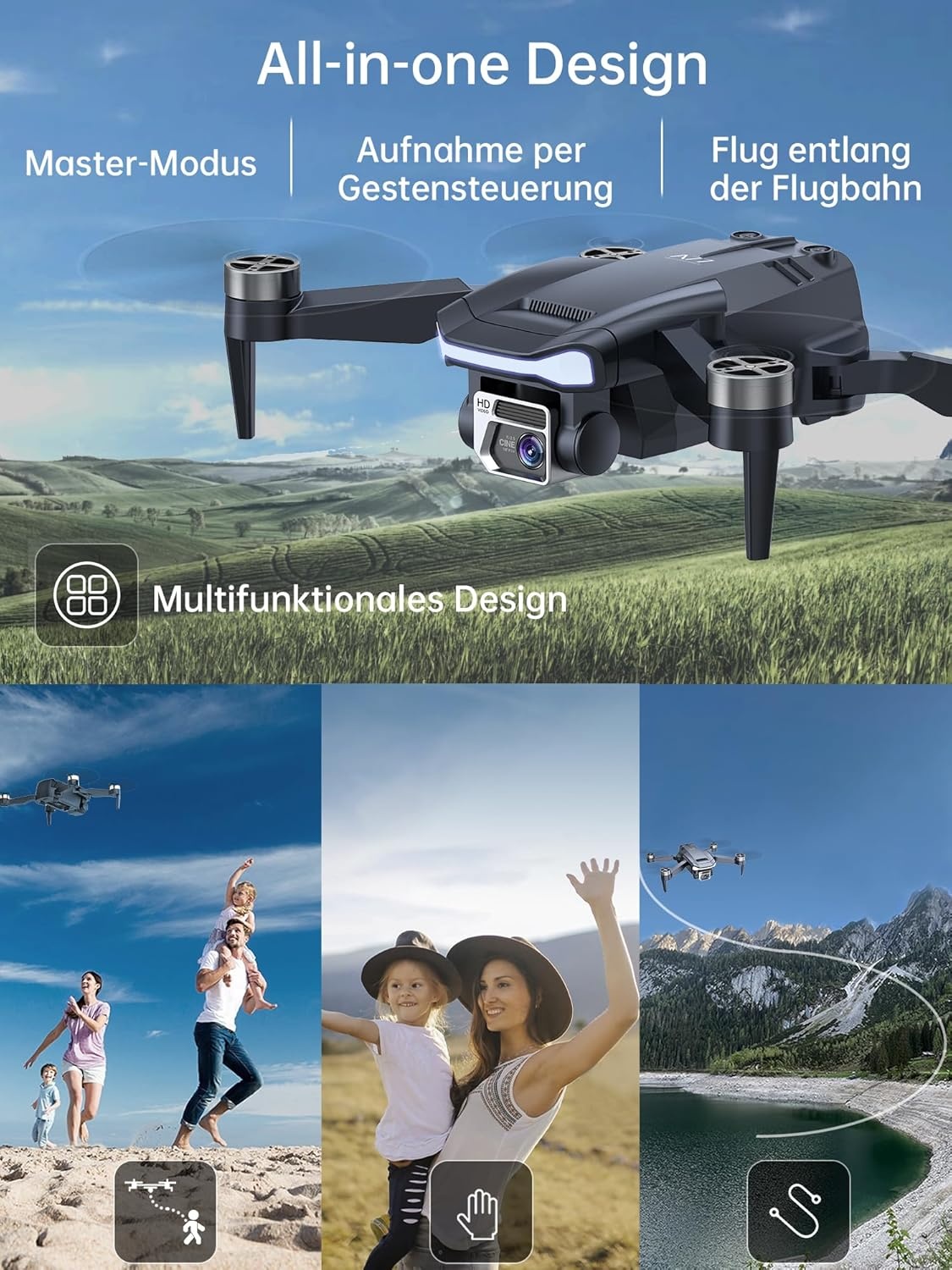 CHUBORY A77 Quadcopter Drone met 800m Bereik, 4K HD Camera en 84 Min. Vliegtijd (3 Batterijen)