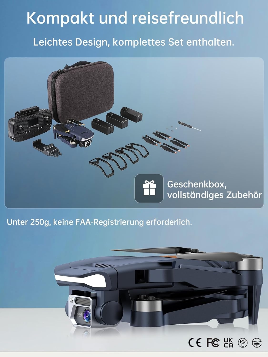 CHUBORY A77 Quadcopter Drone met 800m Bereik, 4K HD Camera en 84 Min. Vliegtijd (3 Batterijen)