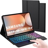 ROOFEI Galaxy Tab S9+ hoesje met toetsenbord, QWERTZ-lay-out, 12,4 inch Galaxy Tab S9 Plus toetsenbord met touchpad, 3-zone verlichting, doe-het-zelf toetsenbordhoes voor Samsung Galaxy Tab S9+/S9