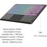 ROOFEI Galaxy Tab S9+ hoesje met toetsenbord, QWERTZ-lay-out, 12,4 inch Galaxy Tab S9 Plus toetsenbord met touchpad, 3-zone verlichting, doe-het-zelf toetsenbordhoes voor Samsung Galaxy Tab S9+/S9