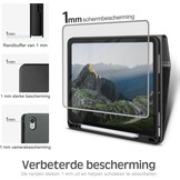 KingBlanc Hoes voor iPad Air 5e/4e generatie 2022/2020 met Apple Pencil-houder, veganistisch leer Smart Folio, verstelbare multi-standaard, Case voor iPad Air 10,9" - zwart