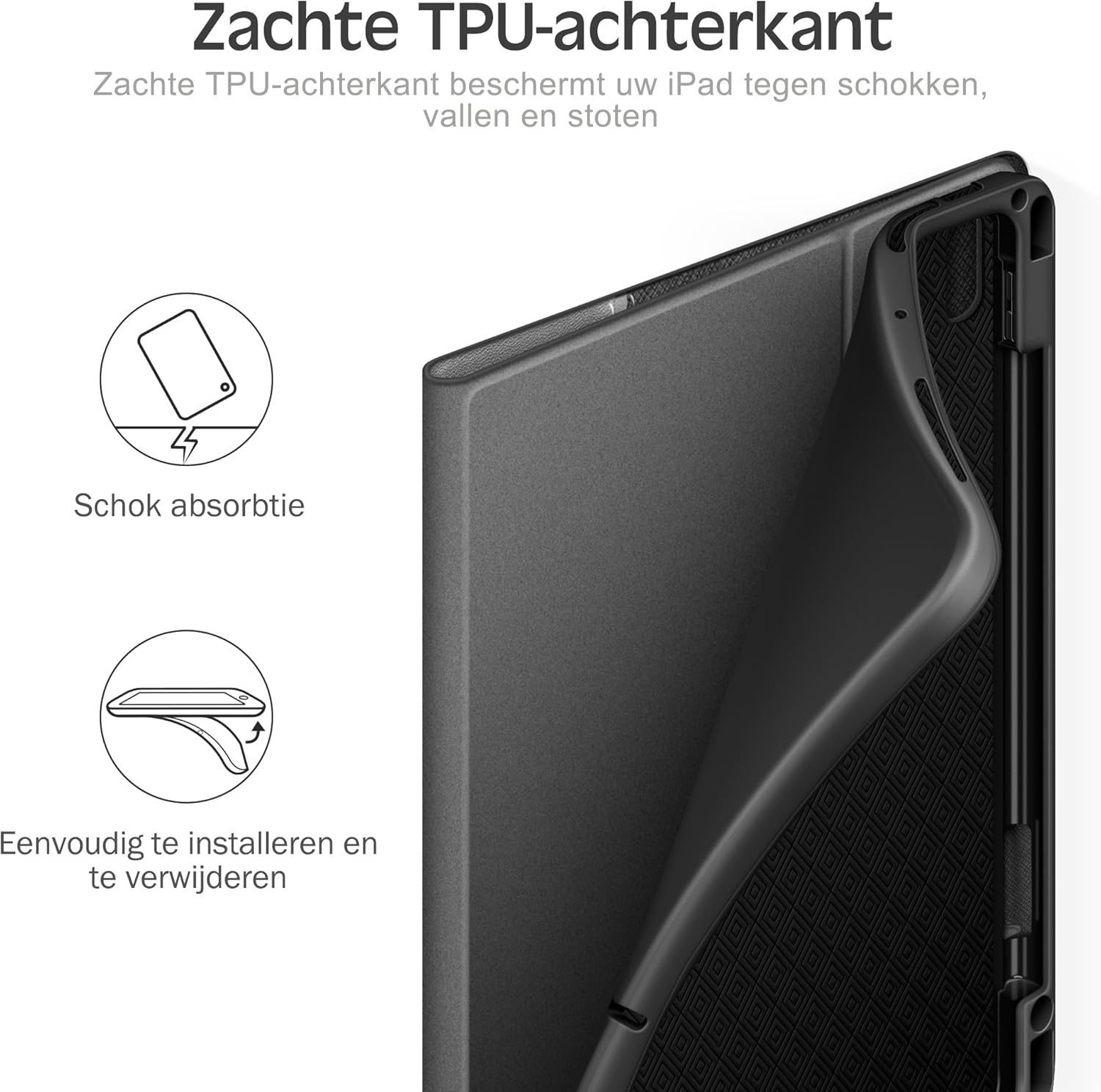 KingBlanc Hoes voor iPad Air 5e/4e generatie 2022/2020 met Apple Pencil-houder, veganistisch leer Smart Folio, verstelbare multi-standaard, Case voor iPad Air 10,9" - zwart