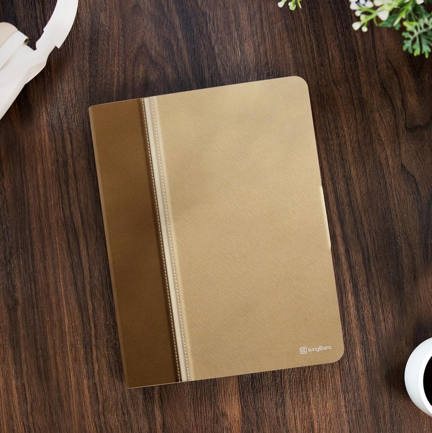 KingBlanc Hoesje voor iPad Air 11 inch (M3 2025/M2 2024) 7e/6e generatie, iPad Air 5e/4e generatie (11,9 inch, 2022/2020) met potloodhouder, PU lederen smart cover, automatisch waken/slapen, standaard