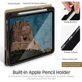 KingBlanc Hoesje voor iPad Air 11 inch (M3 2025/M2 2024) 7e/6e generatie, iPad Air 5e/4e generatie (11,9 inch, 2022/2020) met potloodhouder, PU lederen smart cover, automatisch waken/slapen, standaard