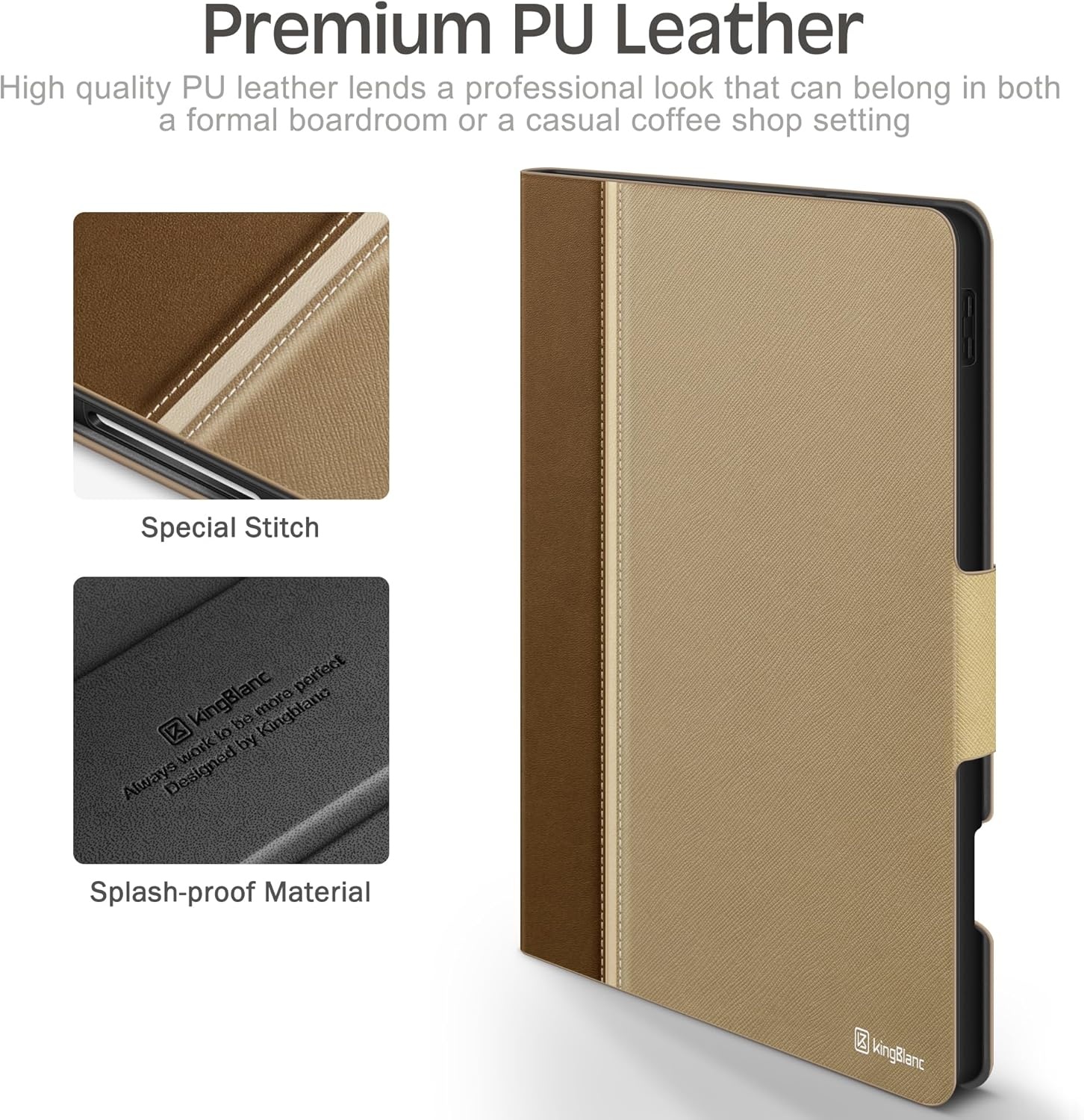 KingBlanc Hoesje voor iPad Air 11 inch (M3 2025/M2 2024) 7e/6e generatie, iPad Air 5e/4e generatie (11,9 inch, 2022/2020) met potloodhouder, PU lederen smart cover, automatisch waken/slapen, standaard