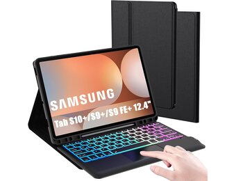 ROOFEI Galaxy Tab S9+ hoesje met toetsenbord, QWERTZ-lay-out, 12,4 inch Galaxy Tab S9 Plus toetsenbord met touchpad, 3-zone verlichting, doe-het-zelf toetsenbordhoes voor Samsung Galaxy Tab S9+/S9
