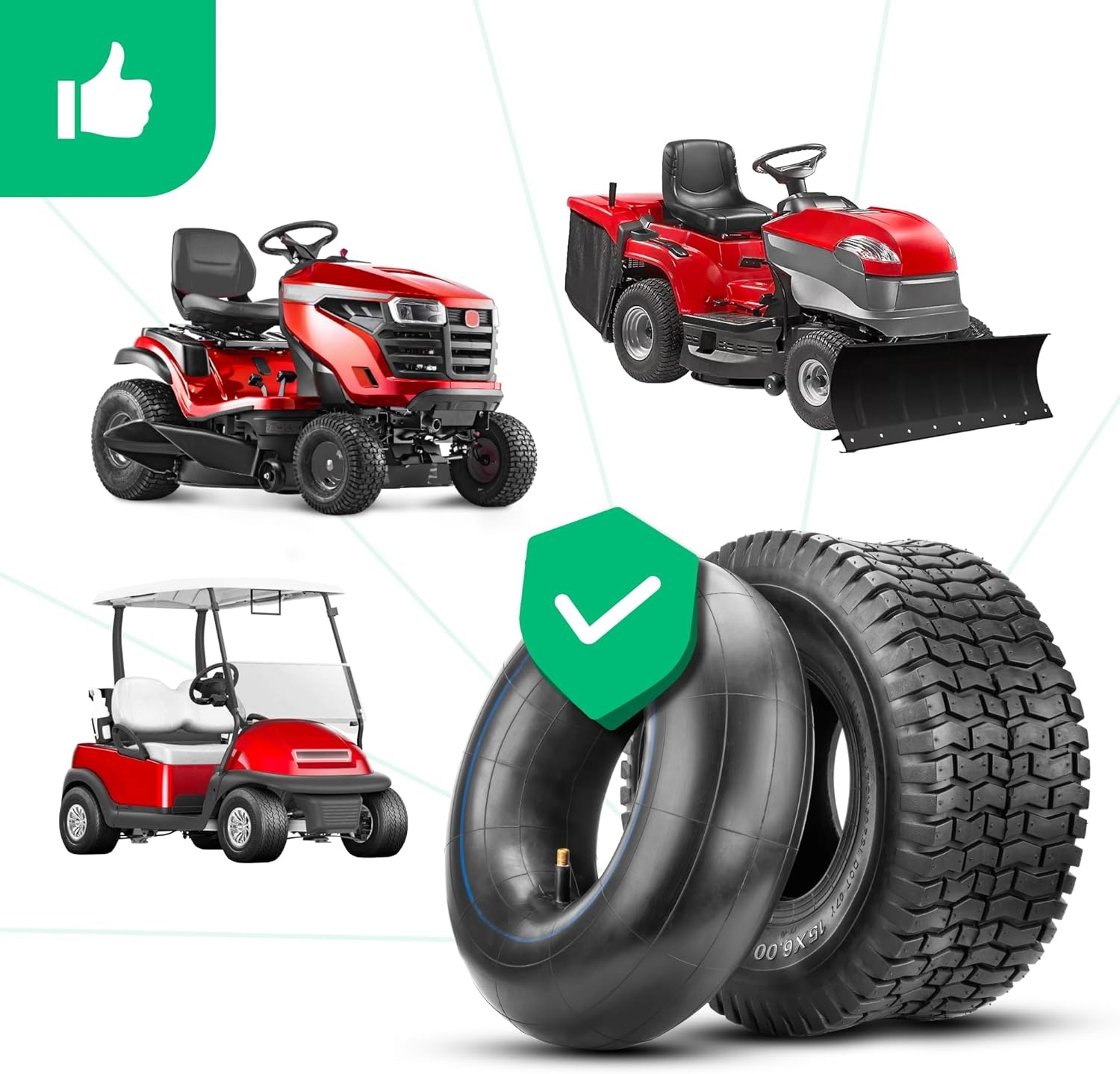 Gazonmaaier band 15x6.00-6 met binnenband - Turfprofiel NHS - Voor zitmaaier en tuinwagen