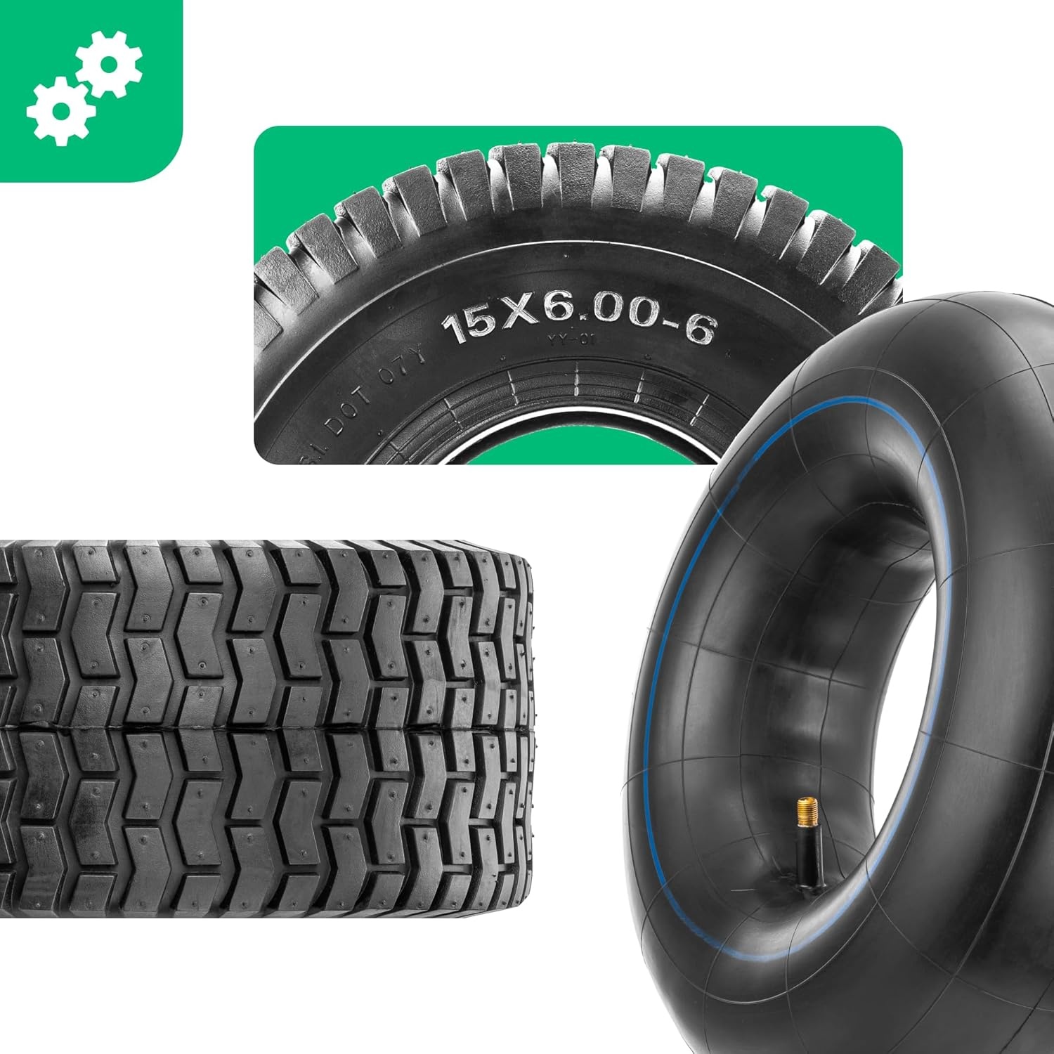 Gazonmaaier band 15x6.00-6 met binnenband - Turfprofiel NHS - Voor zitmaaier en tuinwagen