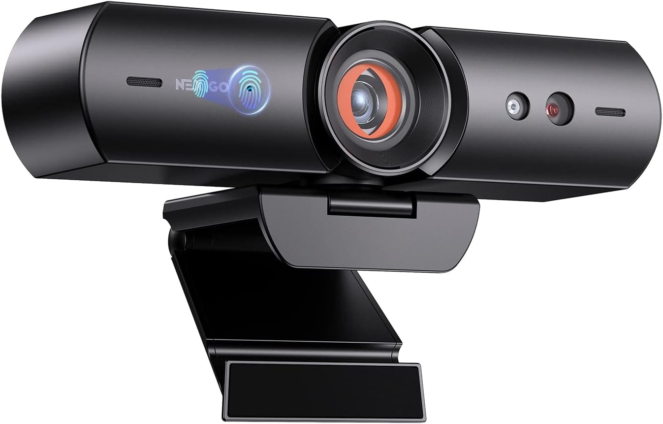 NexiGo HelloCam, 1080p webcam met Windows Hello en microfoon, echte privacy met gepatenteerde automatische sluiter, gezichtsverbetering, HD USB-webcamcamera voor pc, videogesprekken, opname,