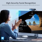 NexiGo HelloCam, 1080p webcam met Windows Hello en microfoon, echte privacy met gepatenteerde automatische sluiter, gezichtsverbetering, HD USB-webcamcamera voor pc, videogesprekken, opname,