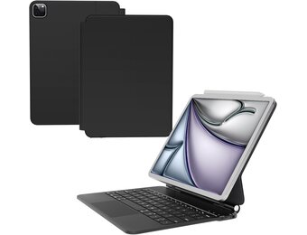 Nuflaz Toetsenbordhoes met Trackpad voor iPad Air 11" (M2) 2024 en iPad Pro 11" (Gen 1-4), Zwart Grijs